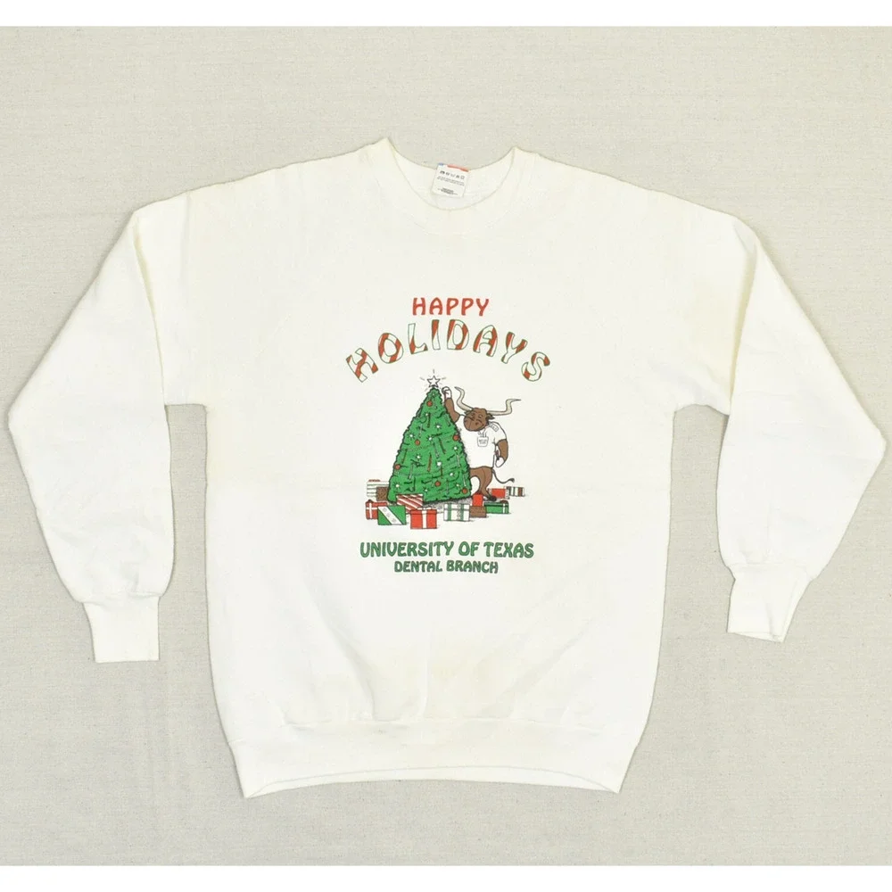 FOTL Women Sweathirt University of Texas Dental Branch Christmas VTG White L
